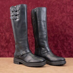 Lucky Brand Women Citere Black Leather Zip Riding Moto Tall Boots 8US EUR 39